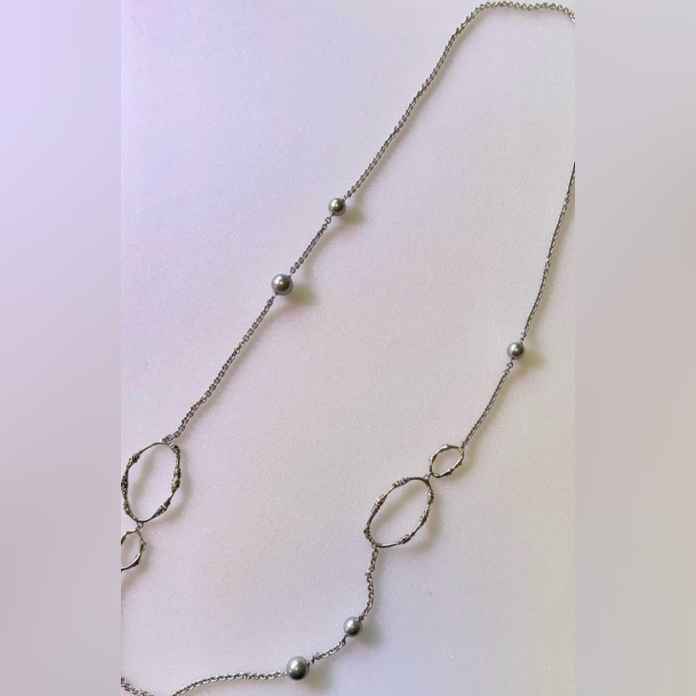 Alexis Bittar Delano Station Necklace Silver Pave’ Stones.